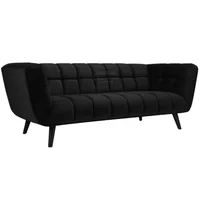Sofá Moderno Pekin Elegant Cuatro Puestos Negro Microfibra
