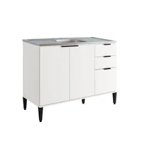 Mueble Inferior De Cocina 120Cm En Mdp Con Lavaplatos Central Blanco