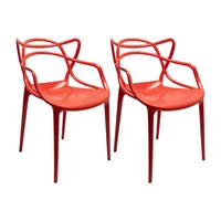 Set De 2 Sillas Exterior Sidney Con Brazos - Rojo