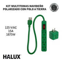 Kit Navideño Multitoma 4 Salidas + Multitoma Pared Verde