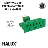 Multitoma de Pared Adaptable 3 Salidas Pp/t Verde