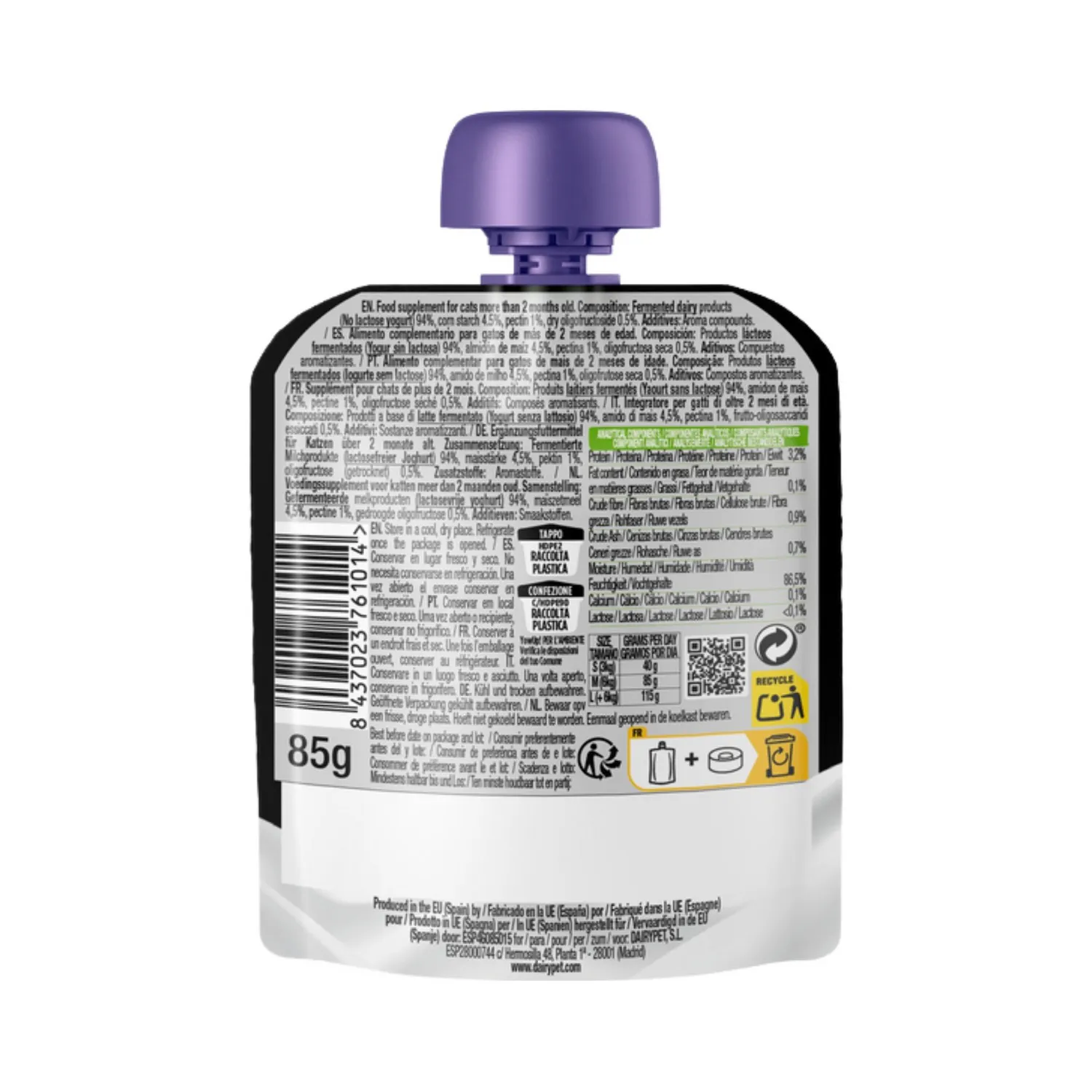 Snack Para Gato Cremoso Yowup Prebiotics 85G