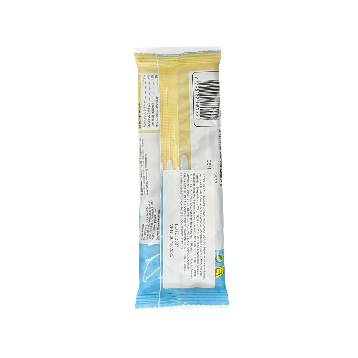 Helado Para Mascotas Crema 50g Dr Zoo