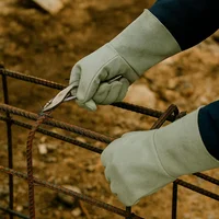 Guante de Seguridad de Carnaza Reforzado Largo para Construcción Set X 100 Unidades