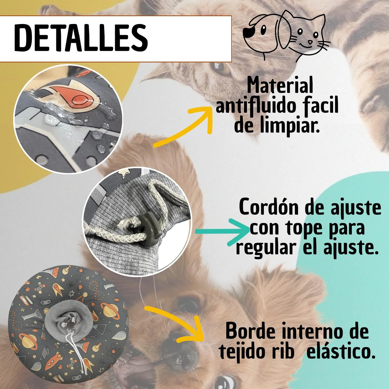 Collar Isabelino Acolchado Antifluido Ajustable Tonos Claros L 4