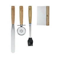Set de Pizza 4 Piezas (cortador de Pizza + Brocha + Espátula + Cortador de Masa)