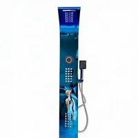 Torreducha Bluethoo Azul Brillante Acero 304 Hidromasaje. Mezclador. Teleducha. Bluetooth.