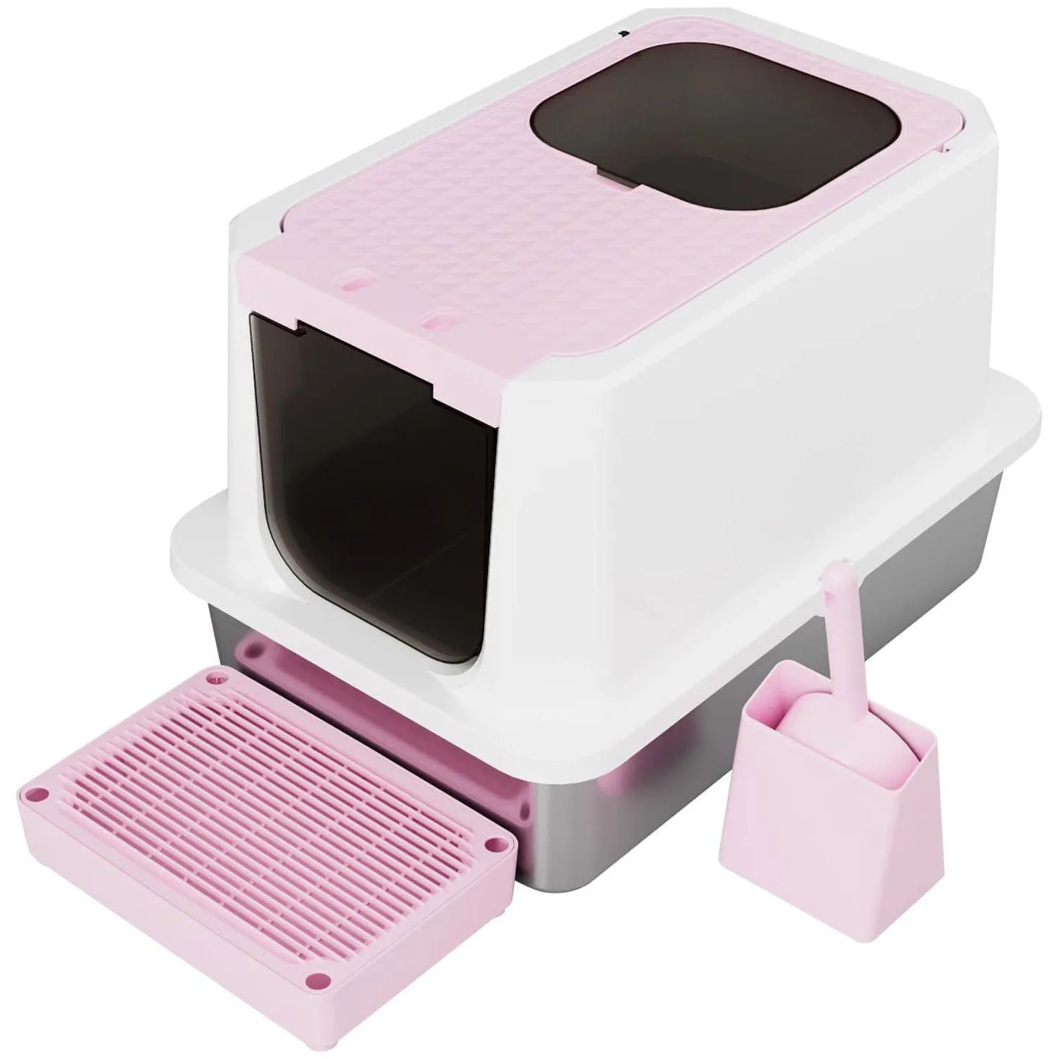 Caja De Arena Para Gatos Rizzari Acero Inoxidable Cerrada Grande Antifugas
