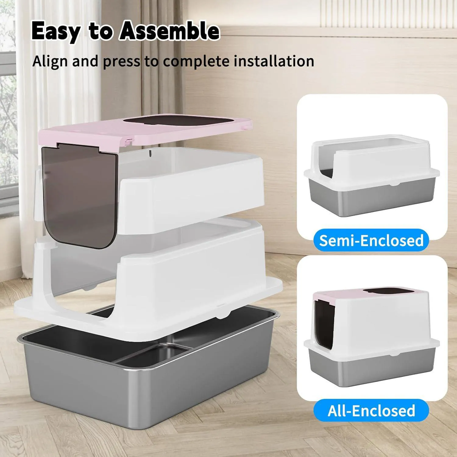 Caja De Arena Para Gatos Rizzari Acero Inoxidable Cerrada Grande Antifugas 4