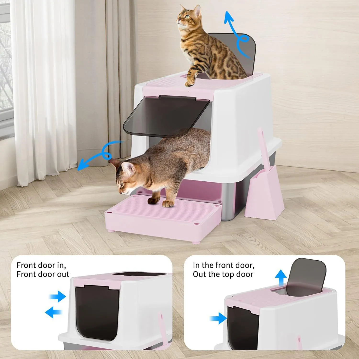 Caja De Arena Para Gatos Rizzari Acero Inoxidable Cerrada Grande Antifugas 5