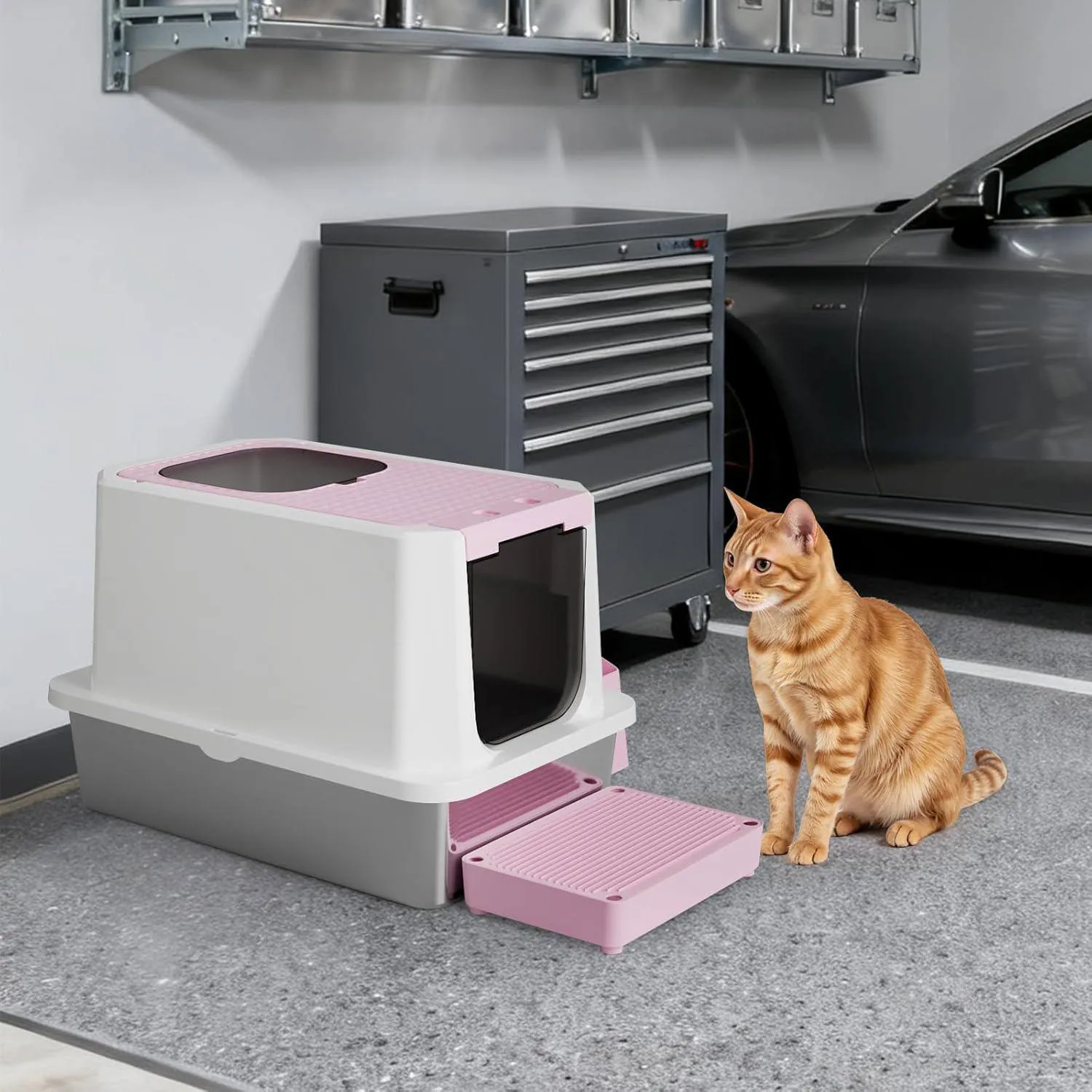 Caja De Arena Para Gatos Rizzari Acero Inoxidable Cerrada Grande Antifugas 6