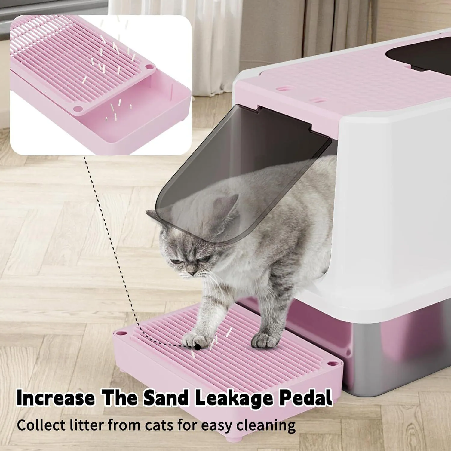 Caja De Arena Para Gatos Rizzari Acero Inoxidable Cerrada Grande Antifugas 9