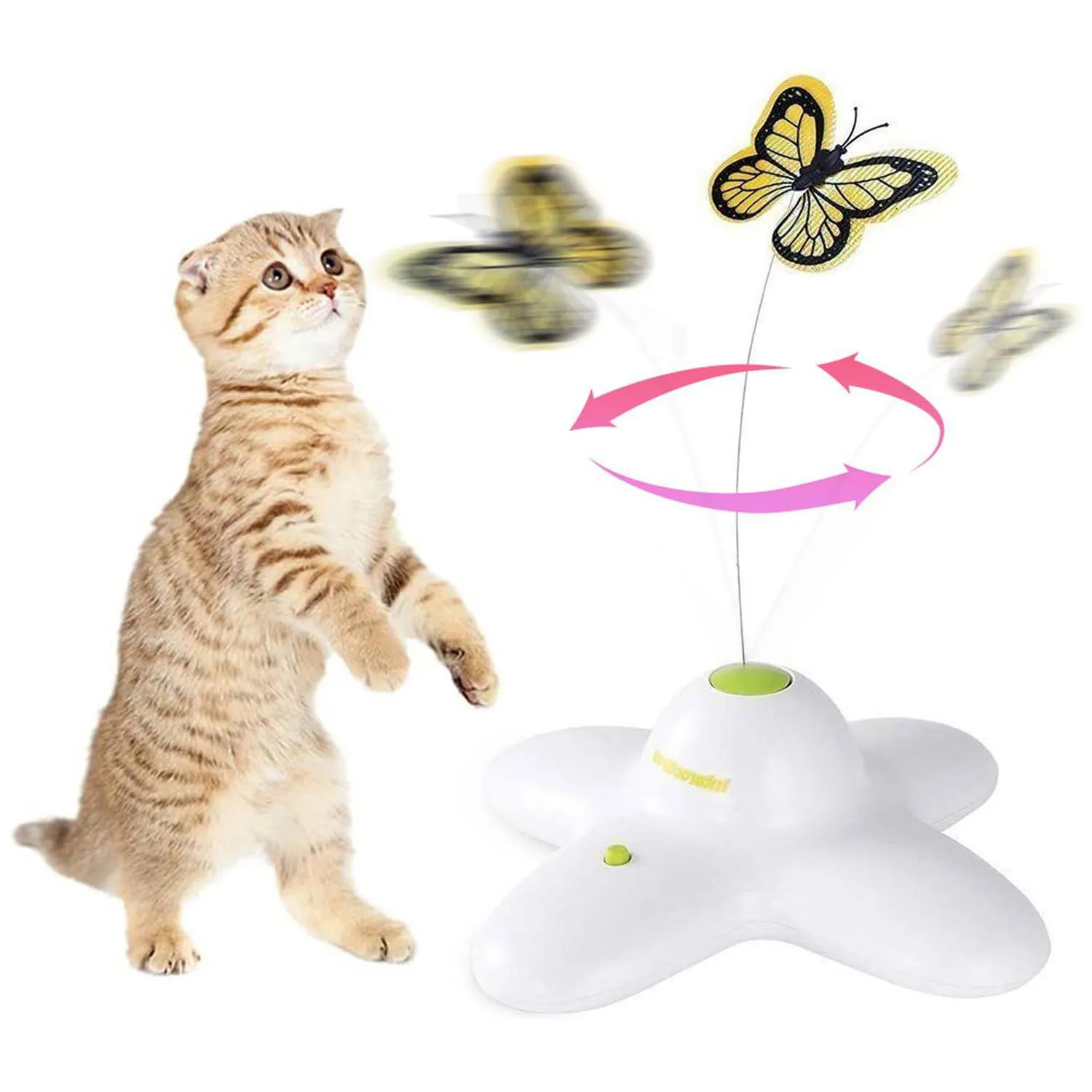 Juguete Interactivo ALL FOR PAWS Para Gatos Con Mariposa Giratoria