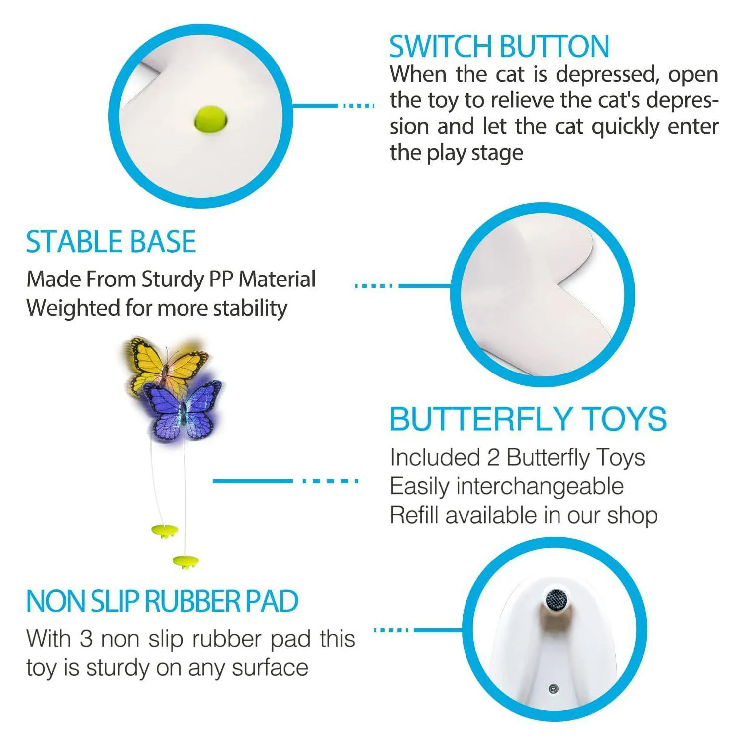 Juguete Interactivo ALL FOR PAWS Para Gatos Con Mariposa Giratoria 4