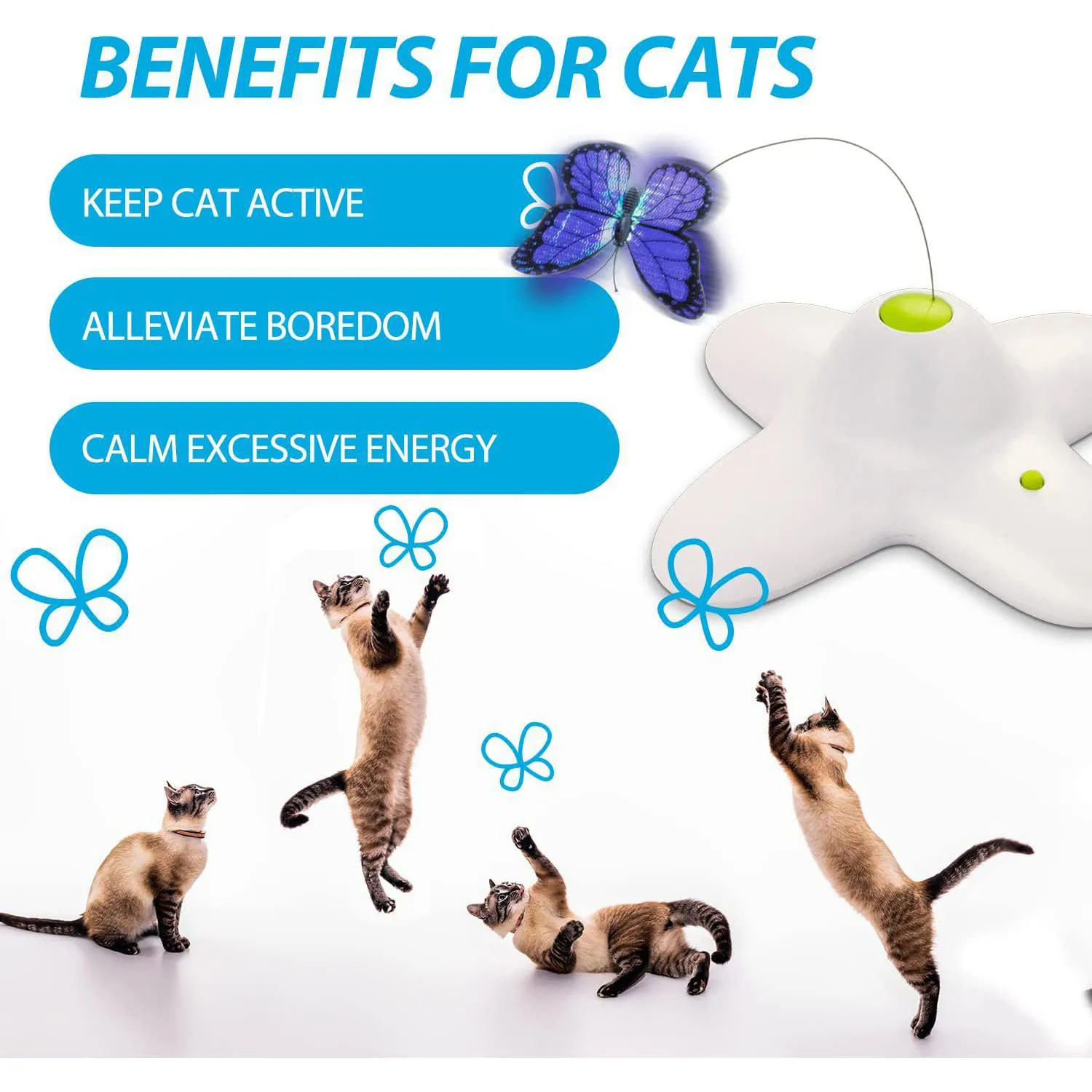 Juguete Interactivo ALL FOR PAWS Para Gatos Con Mariposa Giratoria 6