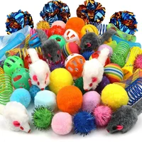 Set De Juguete Para Gatos Con Bolas Ratones Y Resortes Paquete De Sesenta Piezas