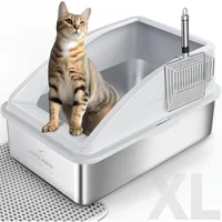 Caja De Arena De Acero Inoxidable Para Gatos Con Tapa Antifugas Y Alfombrilla Incluida