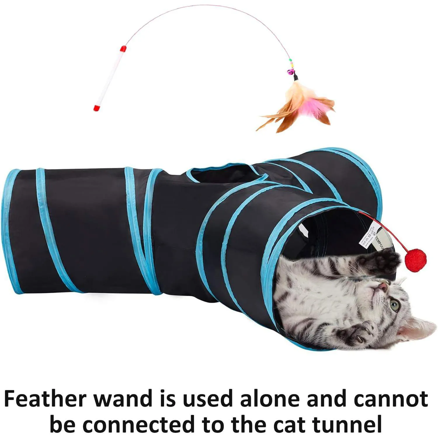Túnel Interactivo Para Gatos De Tres Vías Plegable Con Pelota Colgante