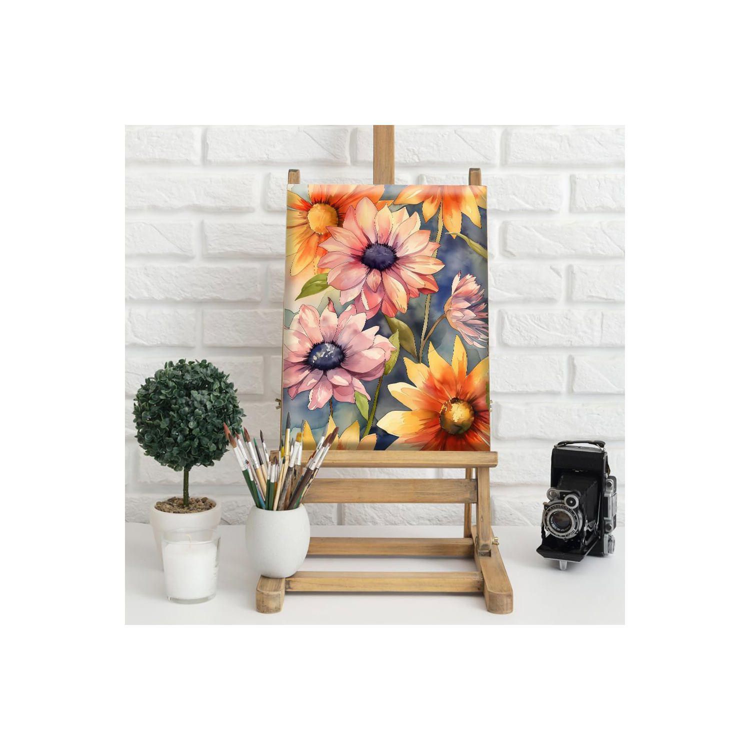 Kit De Pintura Por Números Girasol Para Adultos – Lienzo 20x30 Cm Con Marco, Pinturas Acrílicas Y Pinceles, Decoración DIY Para Hogar