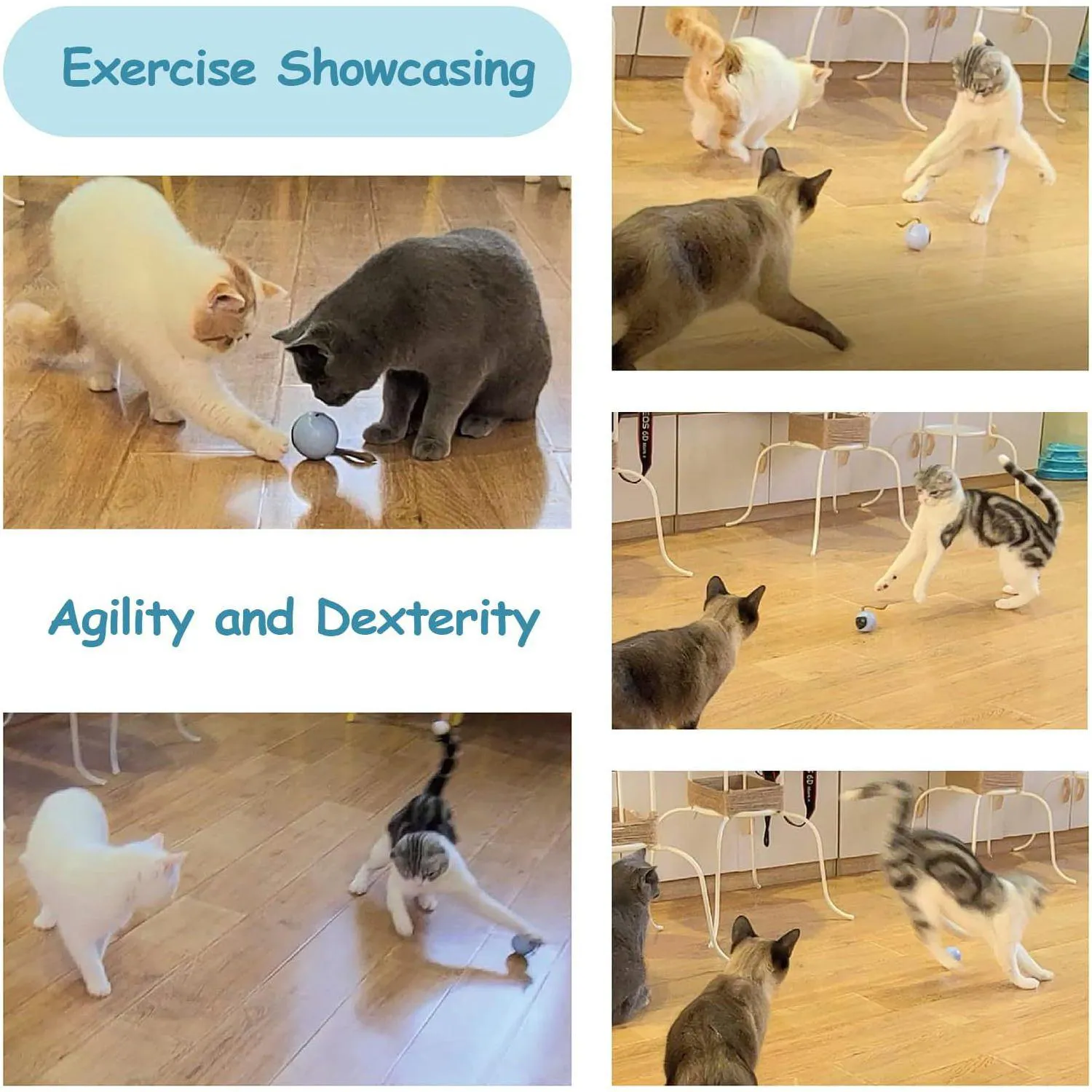 Pelota Interactiva Para Gatos Con Movimiento Automático Y Cola Esponjosa Recargable 5