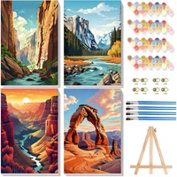 Paquete De Cuatro Kits De Pintura Por Números Con Lienzo Enmarcado Para Adultos