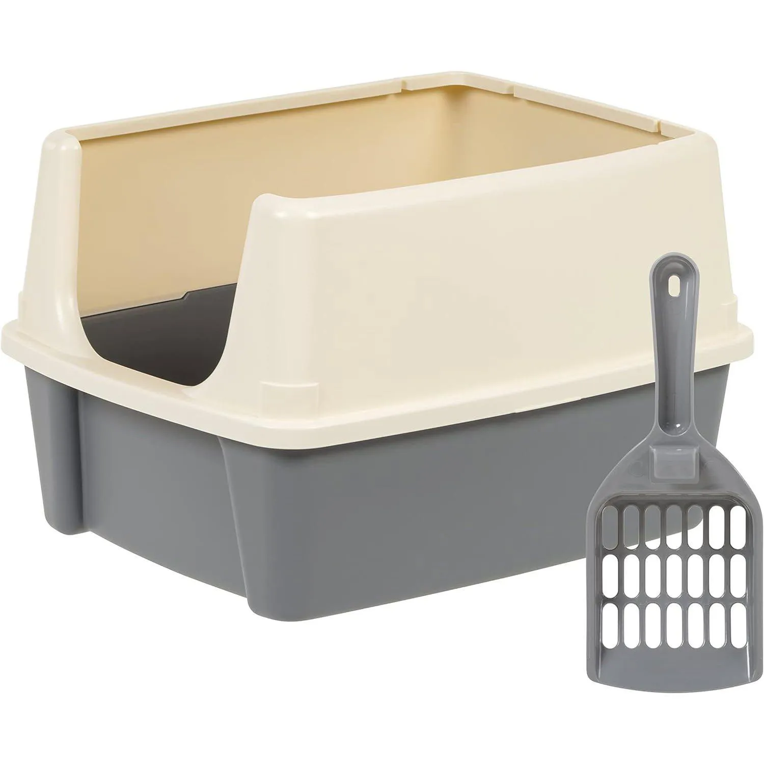 Caja De Arena Para Gatos Amazon Basics Grande Con Lados Altos Y Cuchara Incluida