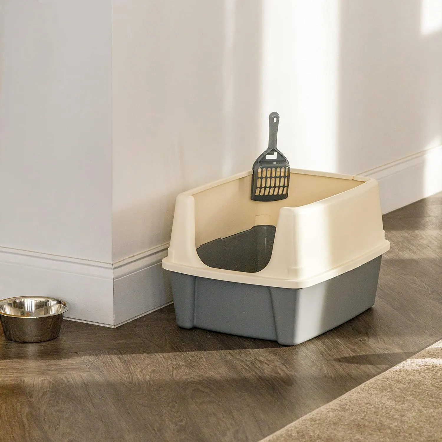 Caja De Arena Para Gatos Amazon Basics Grande Con Lados Altos Y Cuchara Incluida 8