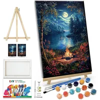 Kit De Pintura Por Números Para Adultos Con Diseño De Paisaje Lunar Y Lienzo Enmarcado