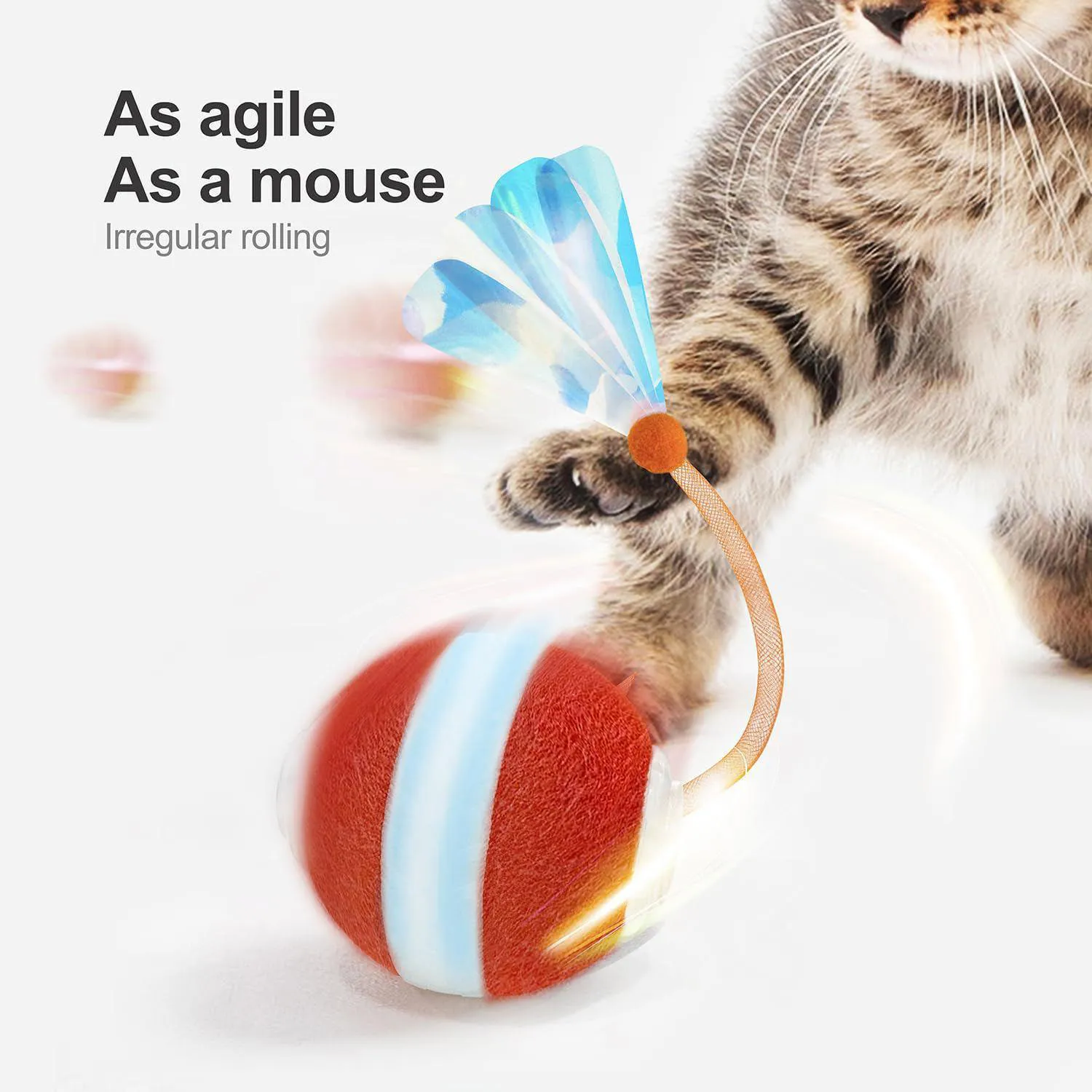 Pelota Interactiva Para Gatos Con Movimiento Automático Y Cola Elástica