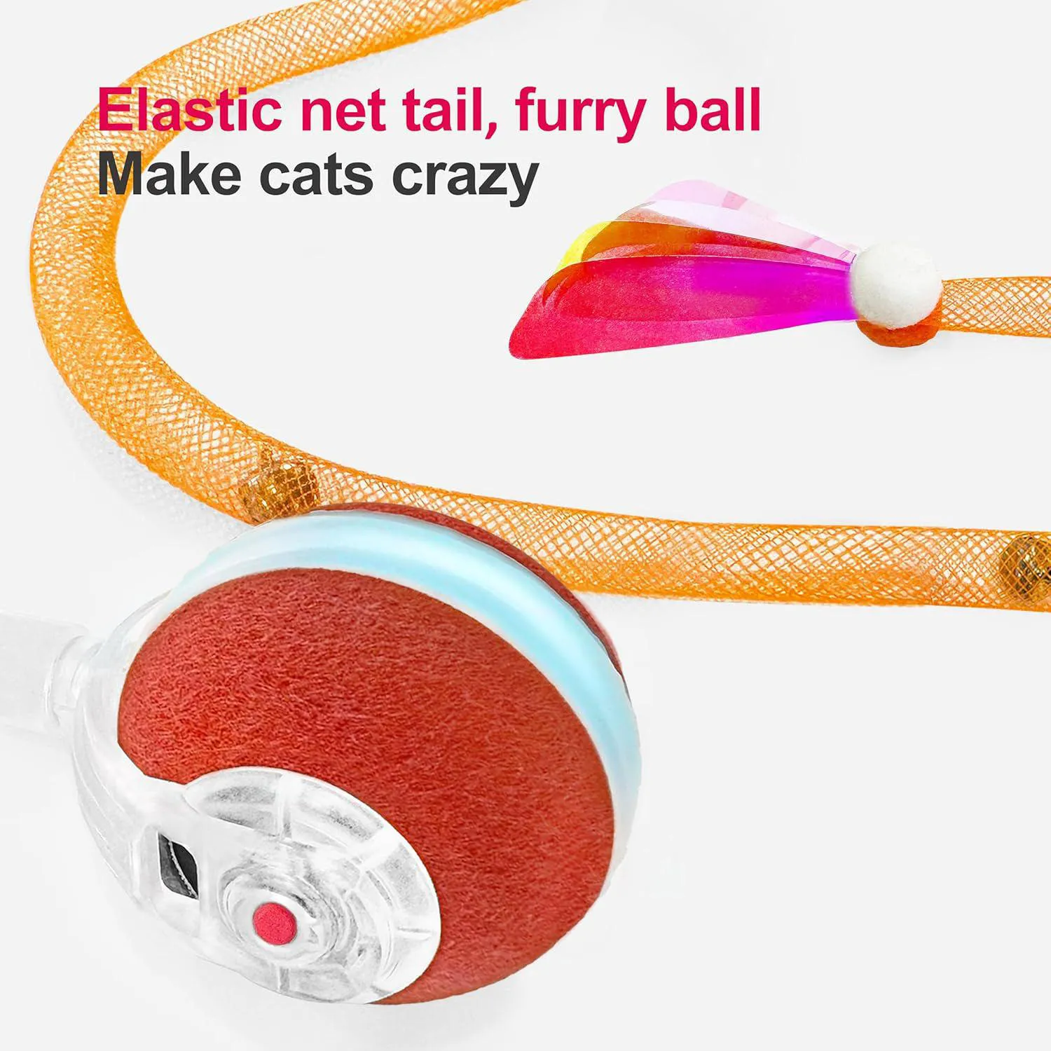 Pelota Interactiva Para Gatos Con Movimiento Automático Y Cola Elástica 4