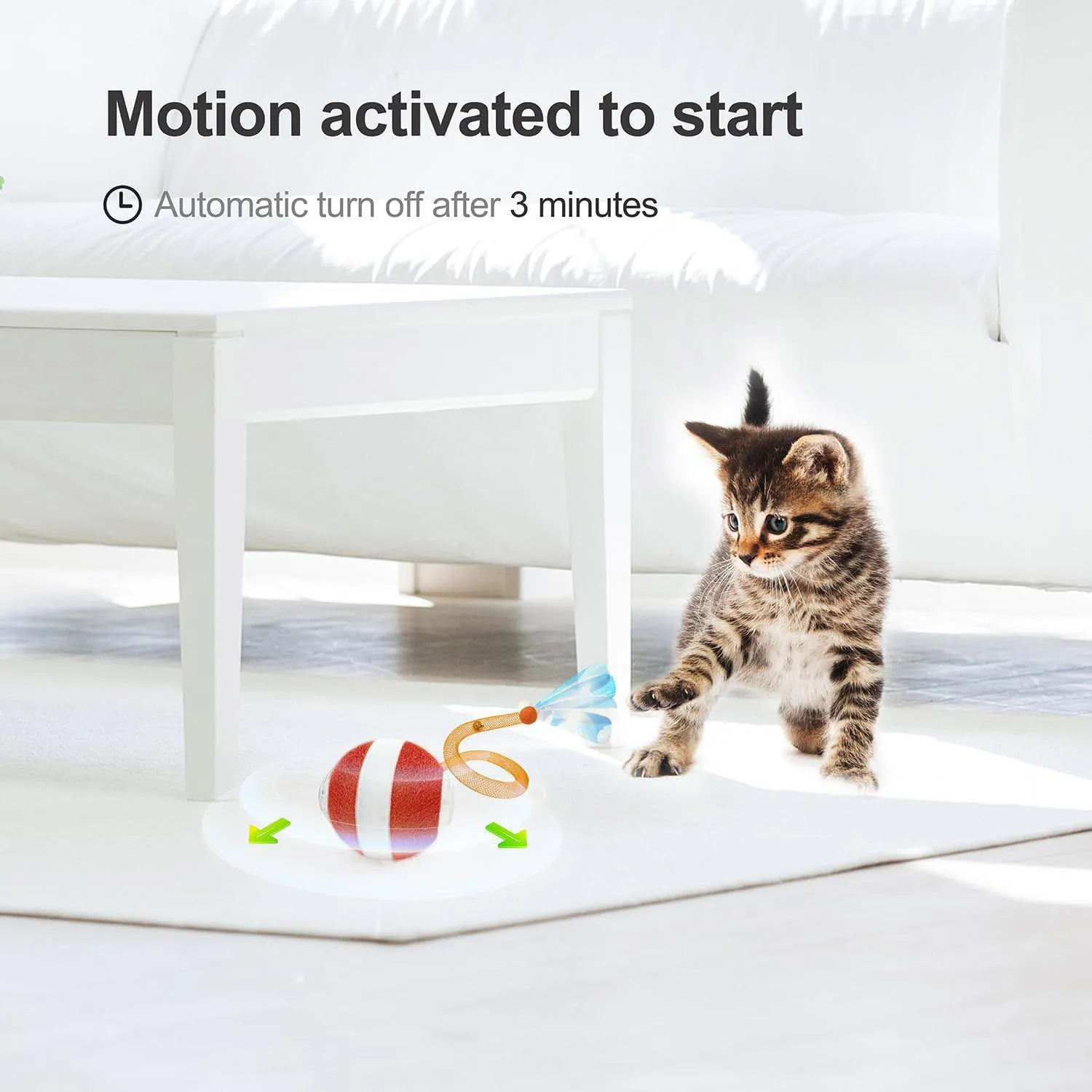 Pelota Interactiva Para Gatos Con Movimiento Automático Y Cola Elástica 5