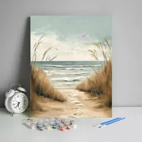 Kit De Pintura Por Números Para Adultos Diseño Playa En Lienzo Acrílico
