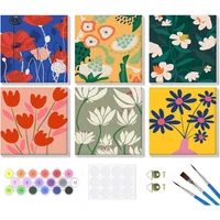 Kit De Pintura Por Números Con Flores Para Adultos Con Lienzo Enmarcado