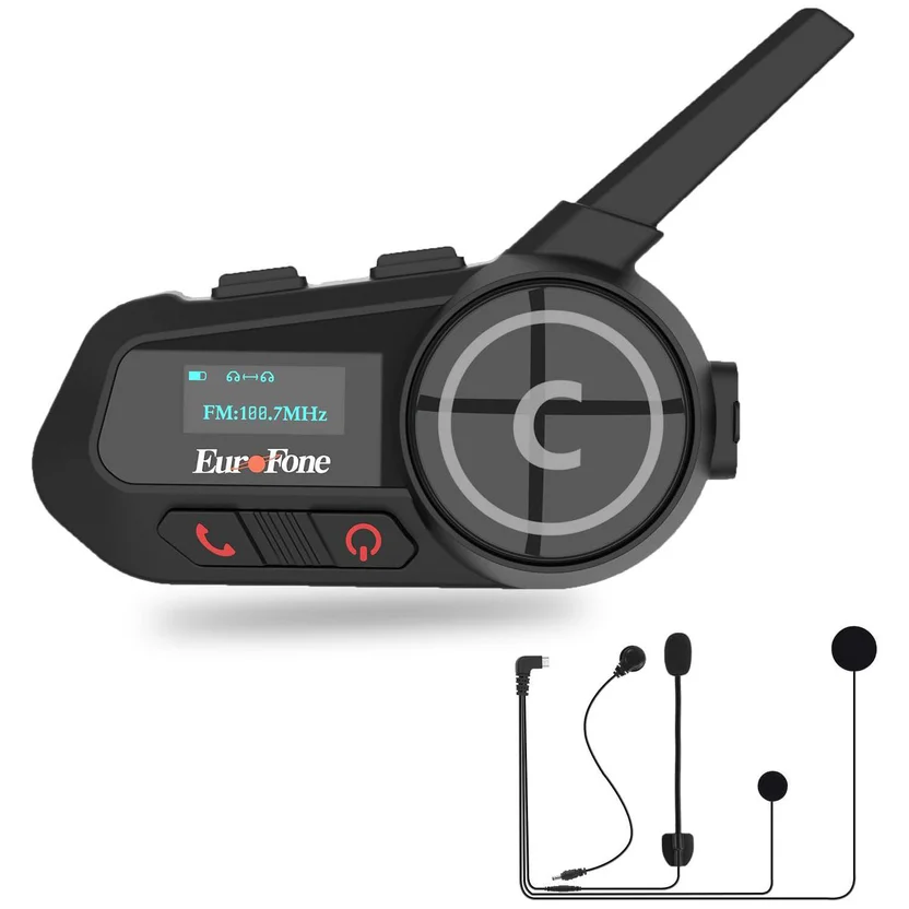 Eurofone Intercom Moto Bluetooth con Pantalla para 6 Riders ...