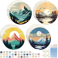 Kit De Pintura Por Números De Paisaje En Tablero De Madera Para Decoración Creativa