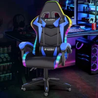 Silla Gamer Con Luces LED RGB Reclinable Con Soporte Lumbar Y Reposacabezas