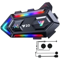 Auriculares Bluetooth Para Casco De Motocicleta con Cancelación De Ruido Luz RGB y Batería De Larga Duración