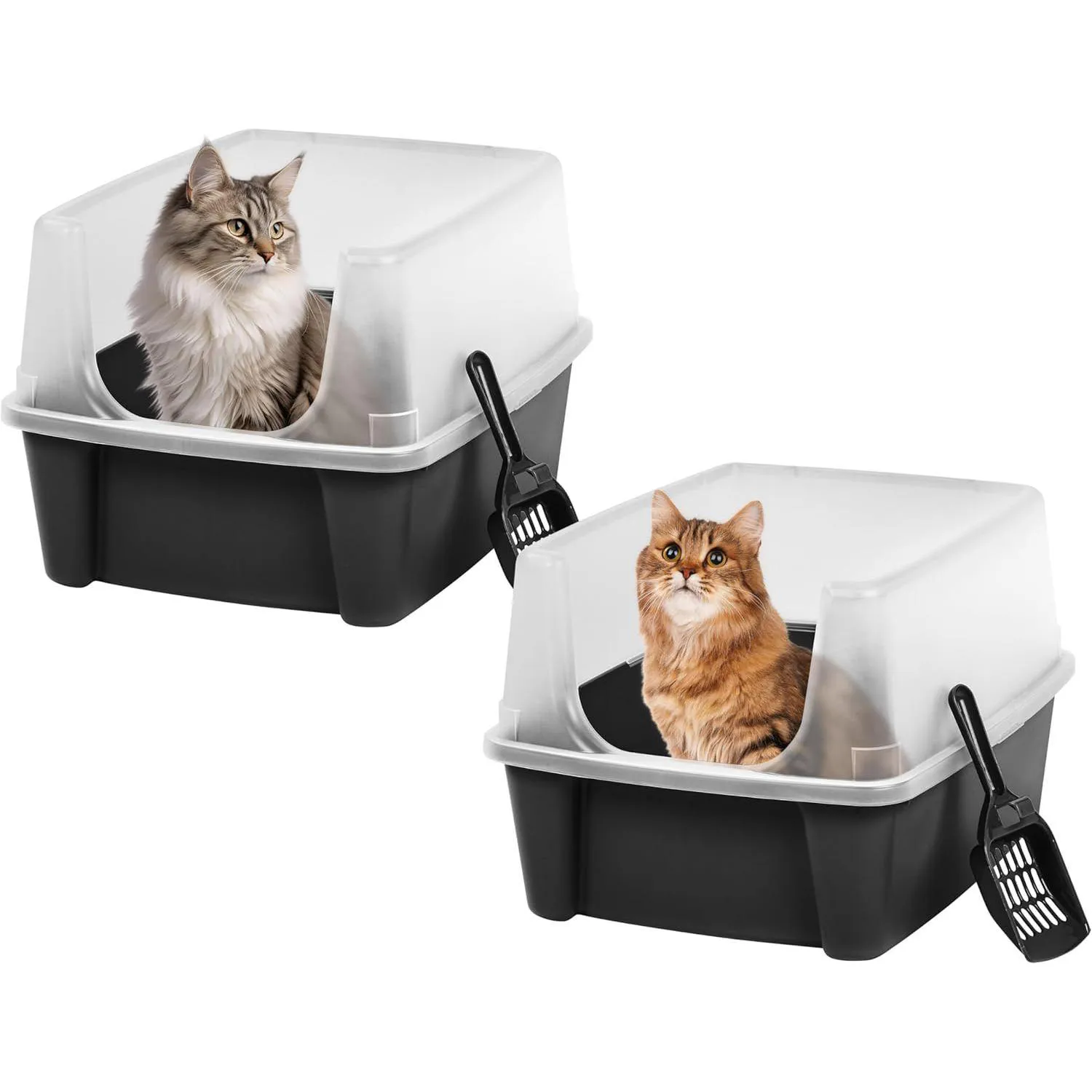 Caja De Arena Para Gato Grande Con Paredes Altas Y Cuchara Incluida