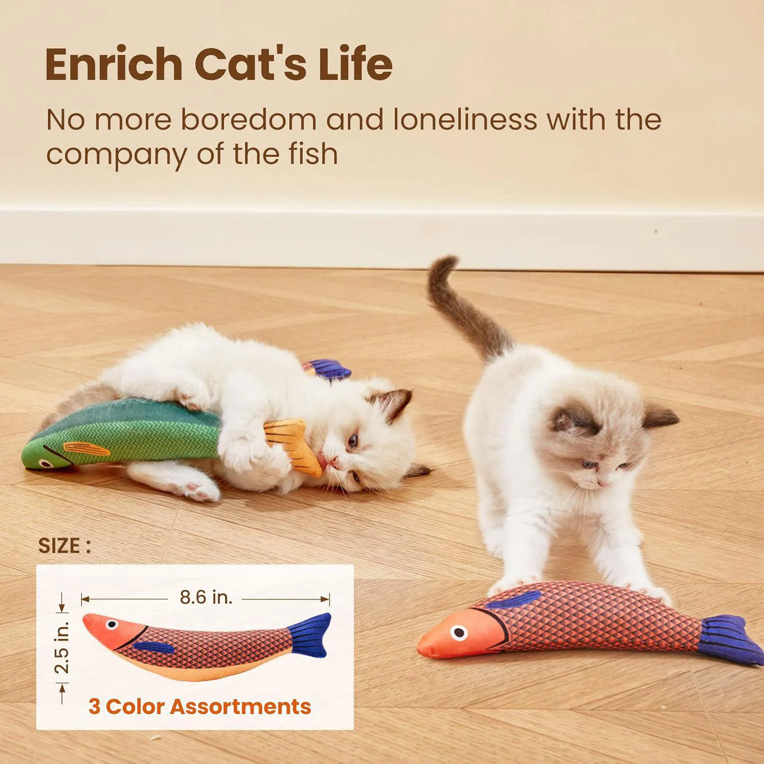 Juguete De Pez Para Gatos Con Hierba Gatera Sonido Arrugado Y Diseño Suave Paquete De Tres