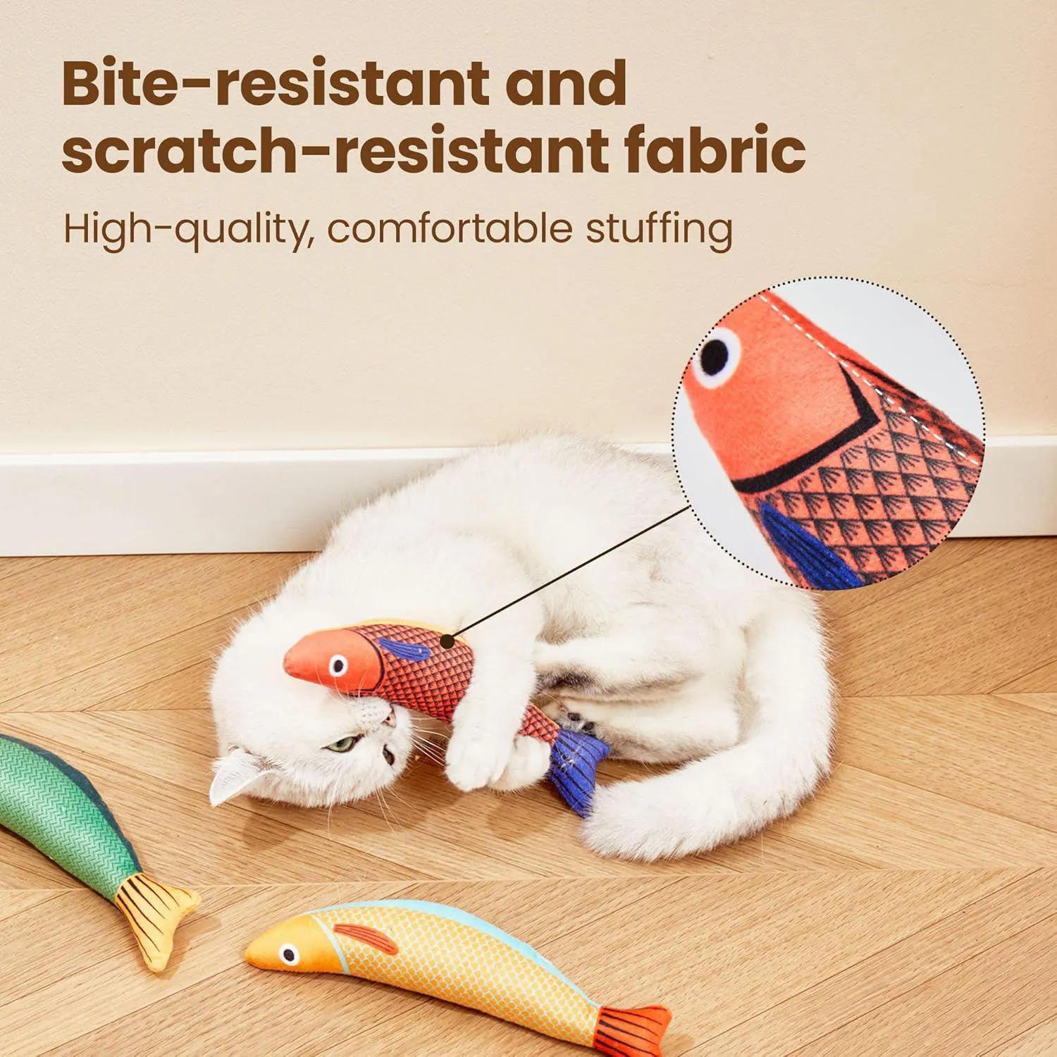 Juguete De Pez Para Gatos Con Hierba Gatera Sonido Arrugado Y Diseño Suave Paquete De Tres 6