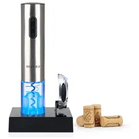 Sacacorchos Eléctrico Plateado Recargable Con Cortador De Cápsula Secura