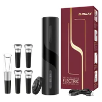 Sacacorchos Eléctrico Negro Recargable 7 En 1 Con Aireador Y Tapones Elmway