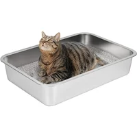 Caja De Arena De Acero Inoxidable Para Gatos Grande Antideslizante Fácil De Limpiar