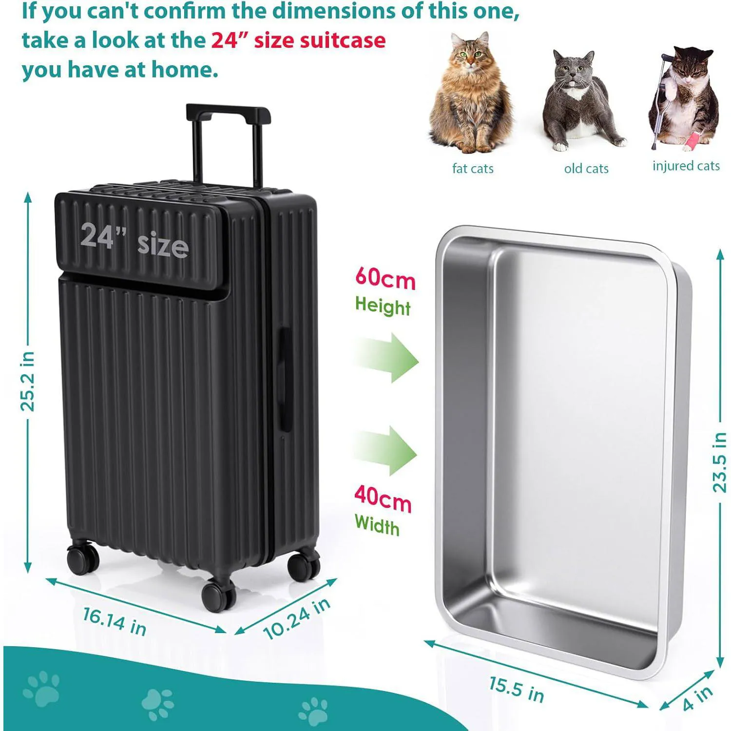 Caja De Arena De Acero Inoxidable Para Gatos Grande Antideslizante Fácil De Limpiar 3
