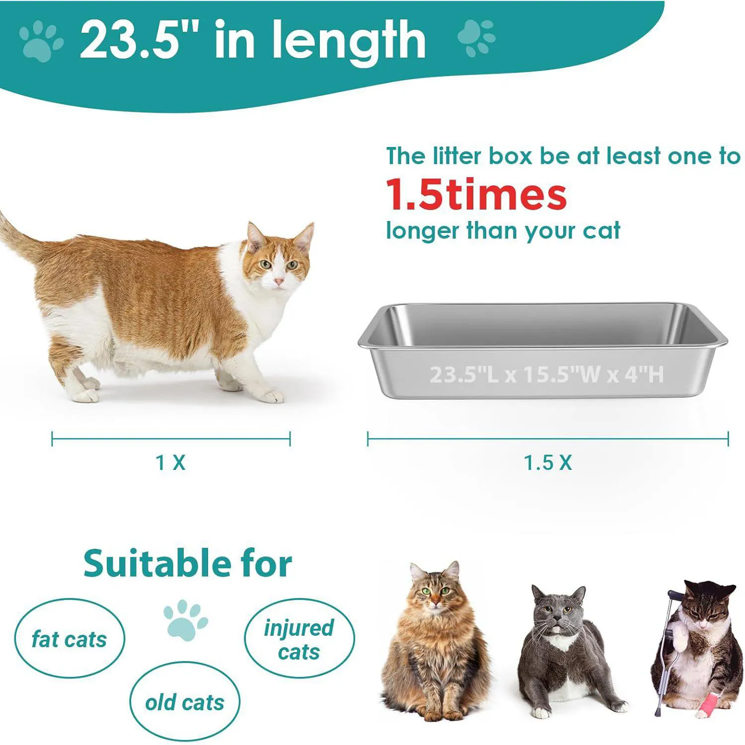 Caja De Arena De Acero Inoxidable Para Gatos Grande Antideslizante Fácil De Limpiar 4