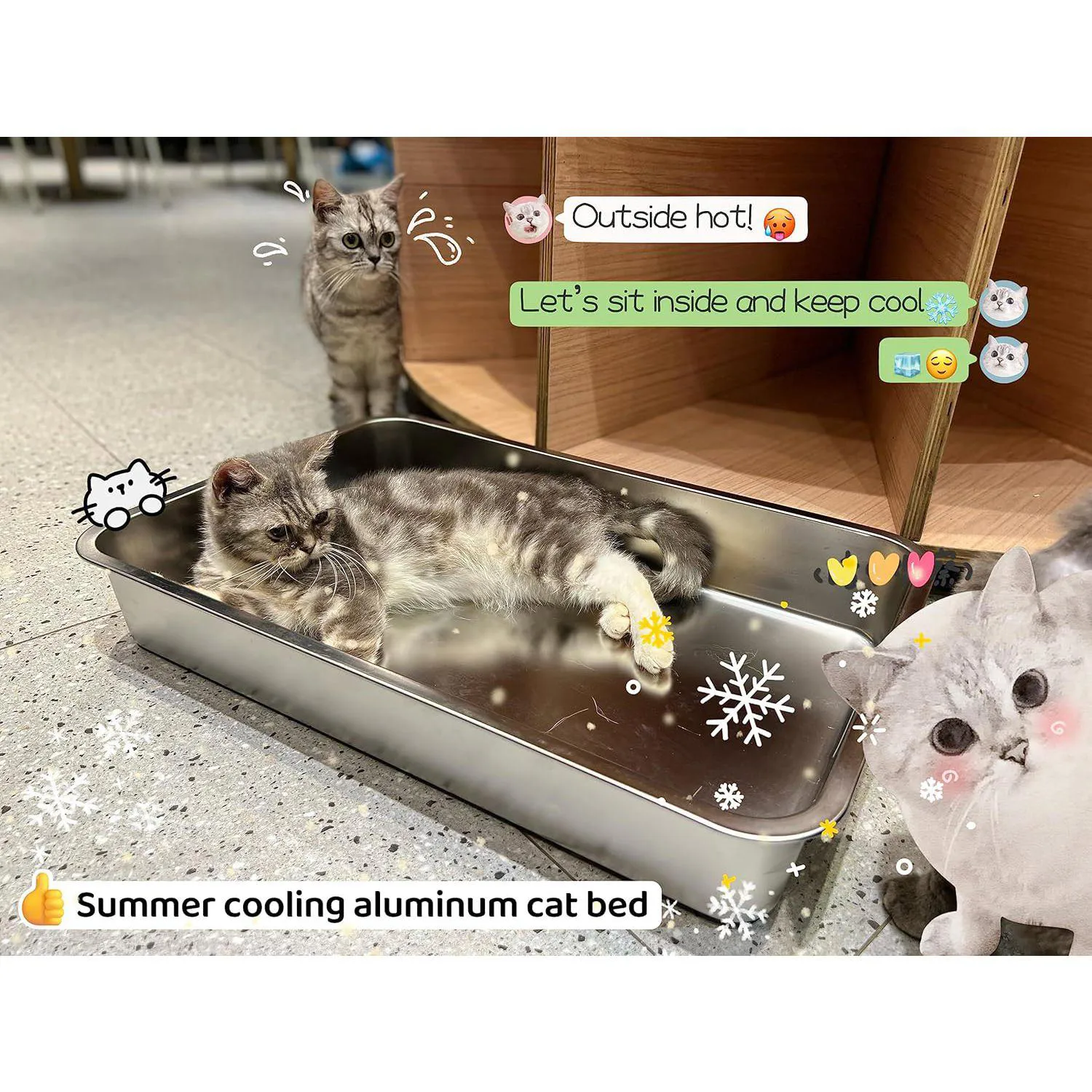 Caja De Arena De Acero Inoxidable Para Gatos Grande Antideslizante Fácil De Limpiar 6