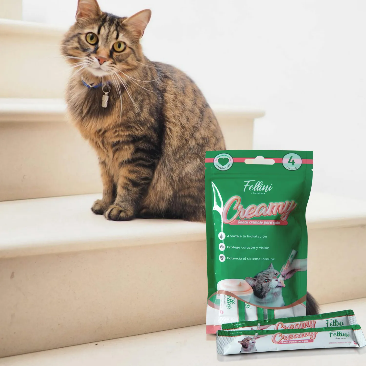 Snack Para Gato Húmedo Creamy Original X 4 Unidades 4