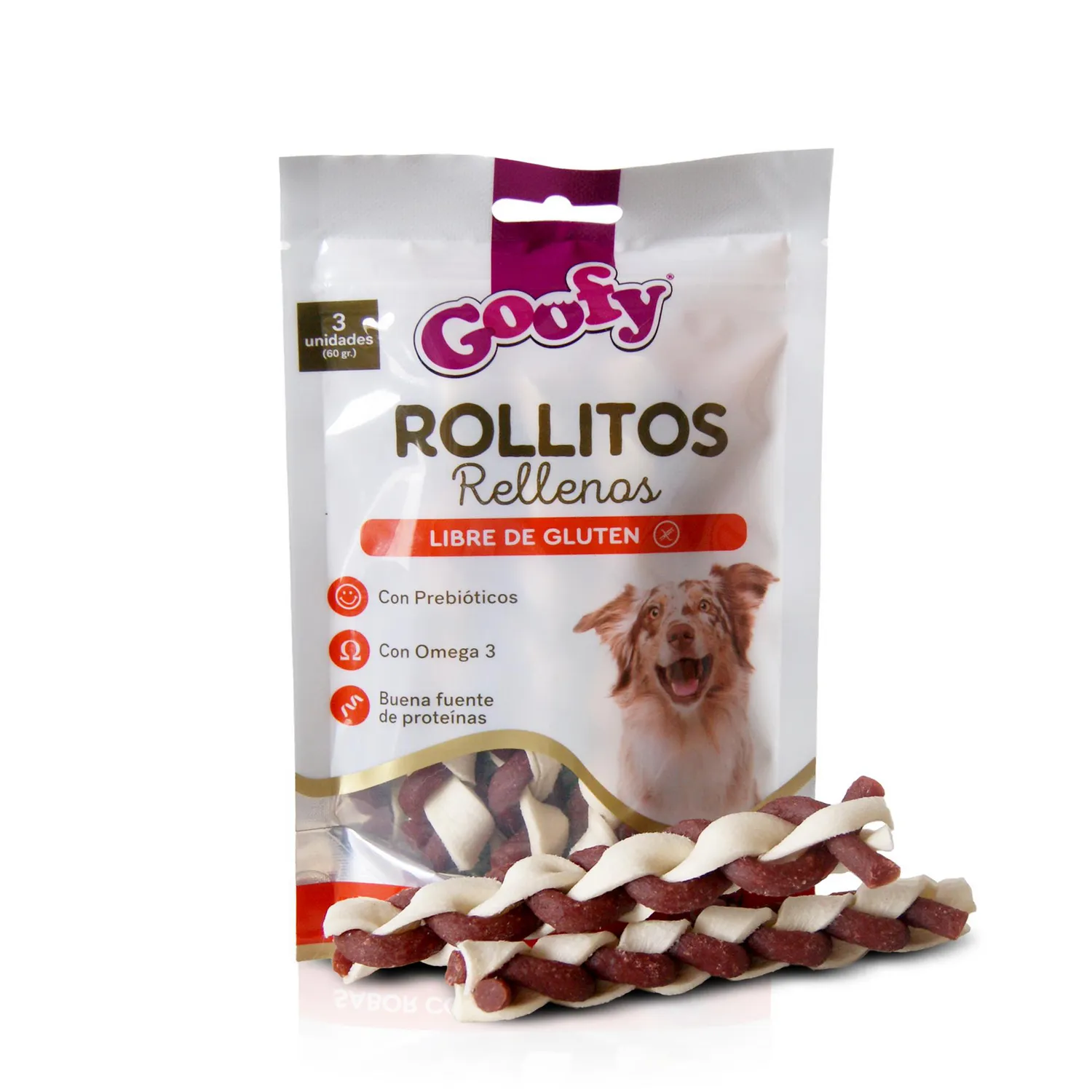 Snack Para Perro Rollitos Rellenos X 60 Gramos 3