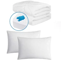Combo Cama Doble: Protector Colchón + 2 Almohadas Hotelera