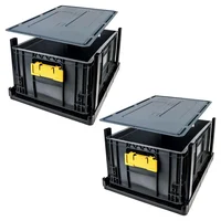 Set X2 Estantería Plástica Modular Canastilla Cerrada + Tapa